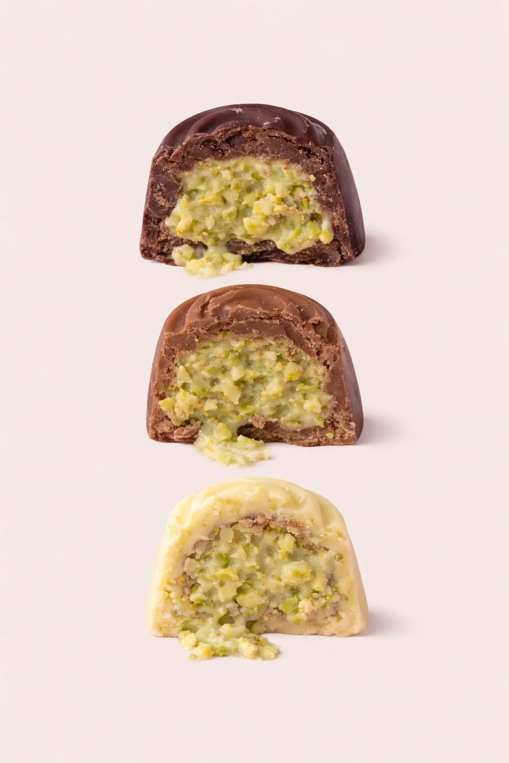 Bombones de pistacho de 9stems, tres versiones de chocolate